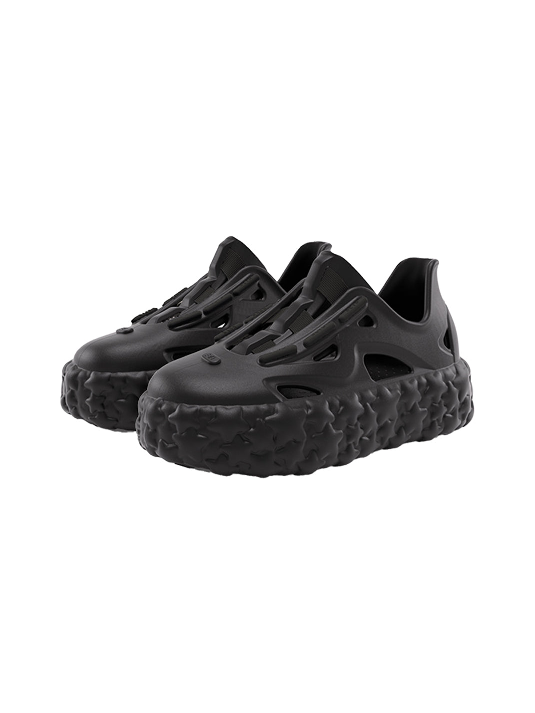 Black Lightweight Star Platform Sandals - Skipkicks