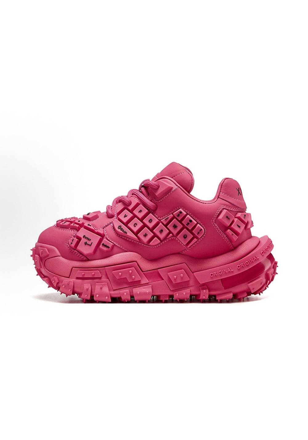 Pink and Red Chunky Keyboard Chubby Sneakers - Skipkicks