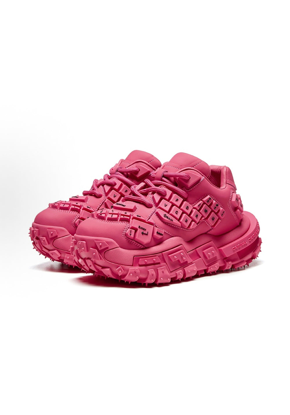 Pink and Red Chunky Keyboard Chubby Sneakers - Skipkicks