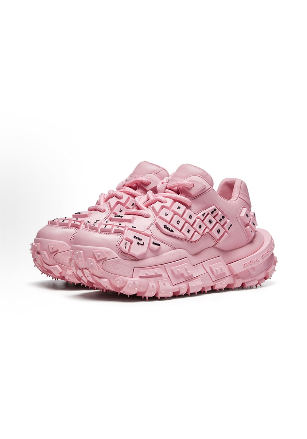 Pink and Red Chunky Keyboard Chubby Sneakers - Skipkicks