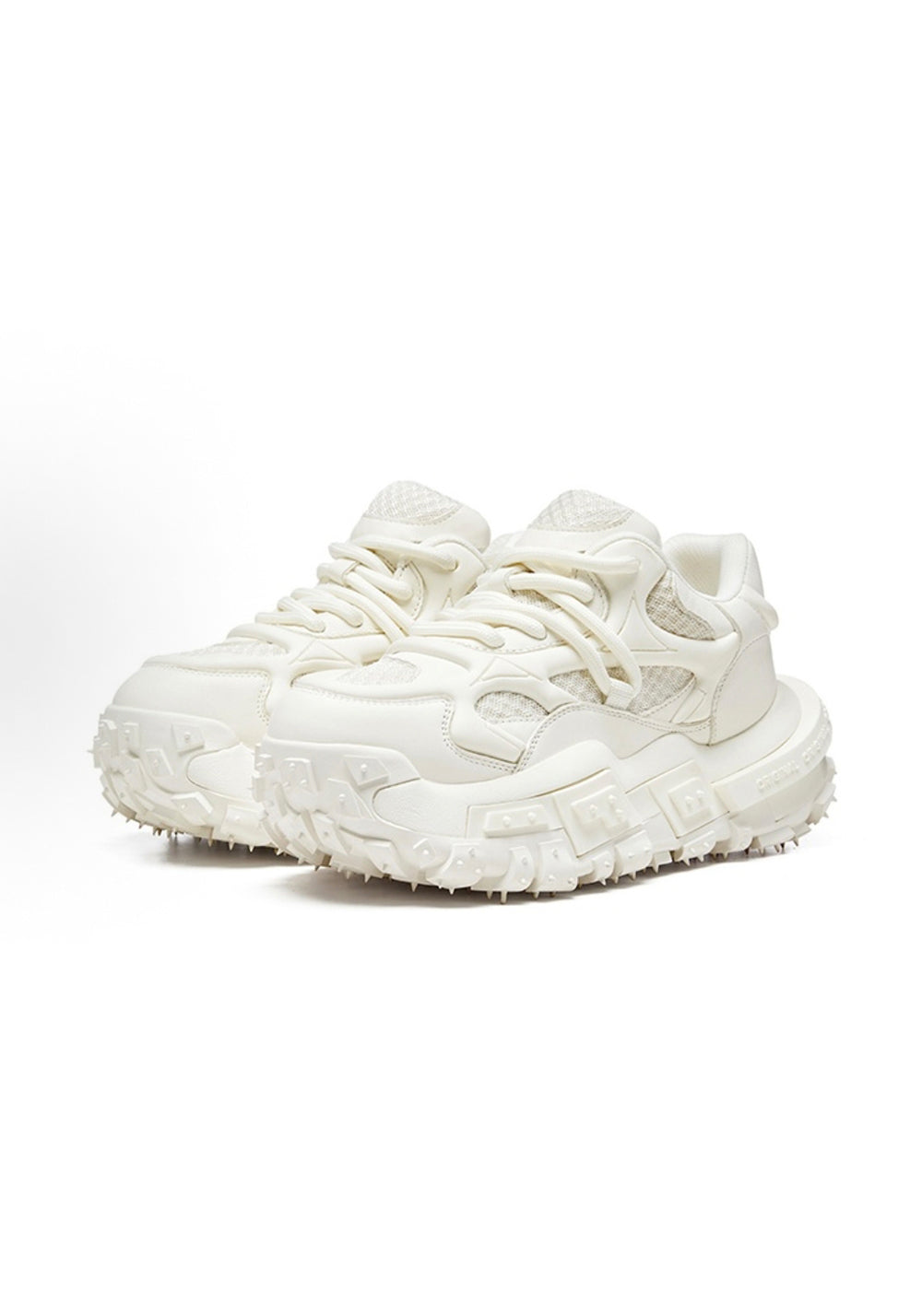 White Hollow Leather Chunky Sneakers - Skipkicks
