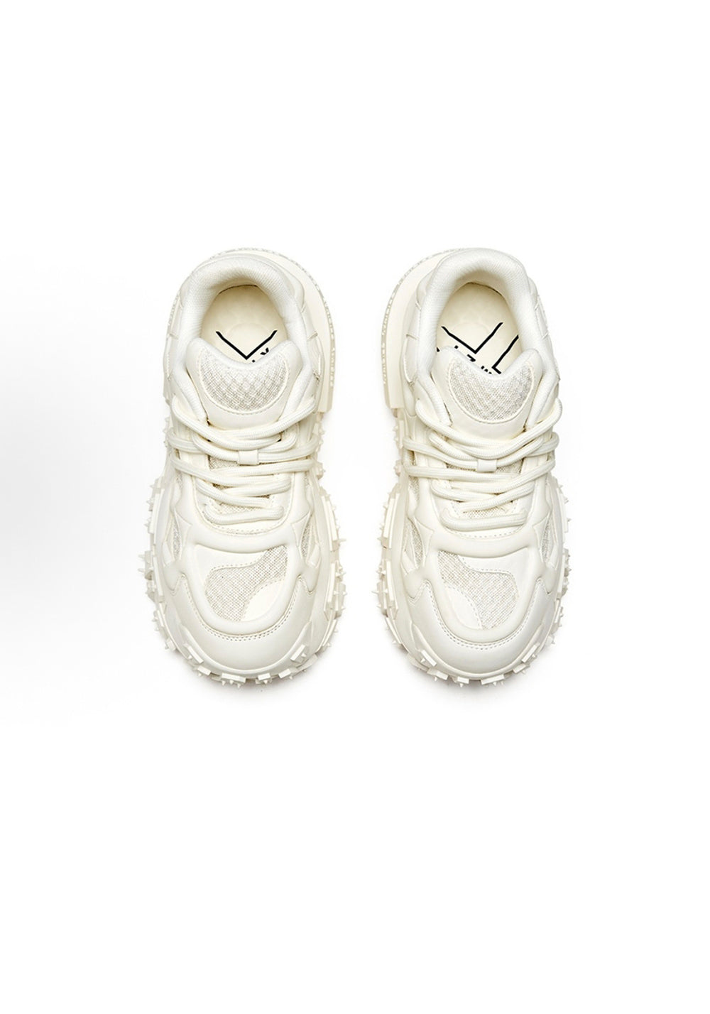 White Hollow Leather Chunky Sneakers - Skipkicks