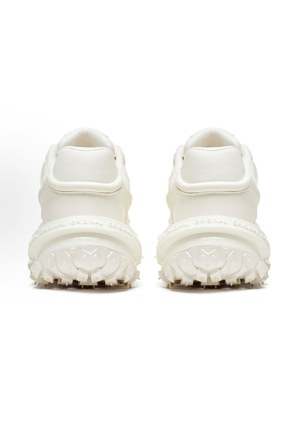 White Hollow Leather Chunky Sneakers - Skipkicks