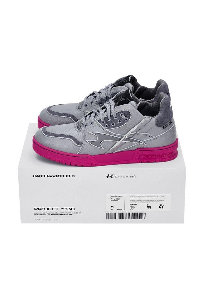 Grey and Pink Classic Low Top Sneakers - Skipkicks