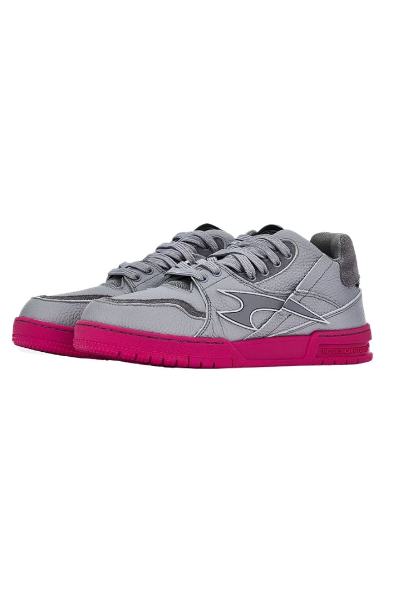 Grey and Pink Classic Low Top Sneakers - Skipkicks