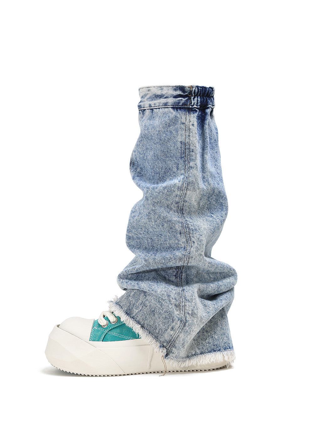 Denim Bare Look Washed Platform Sneakers - Skipkicks