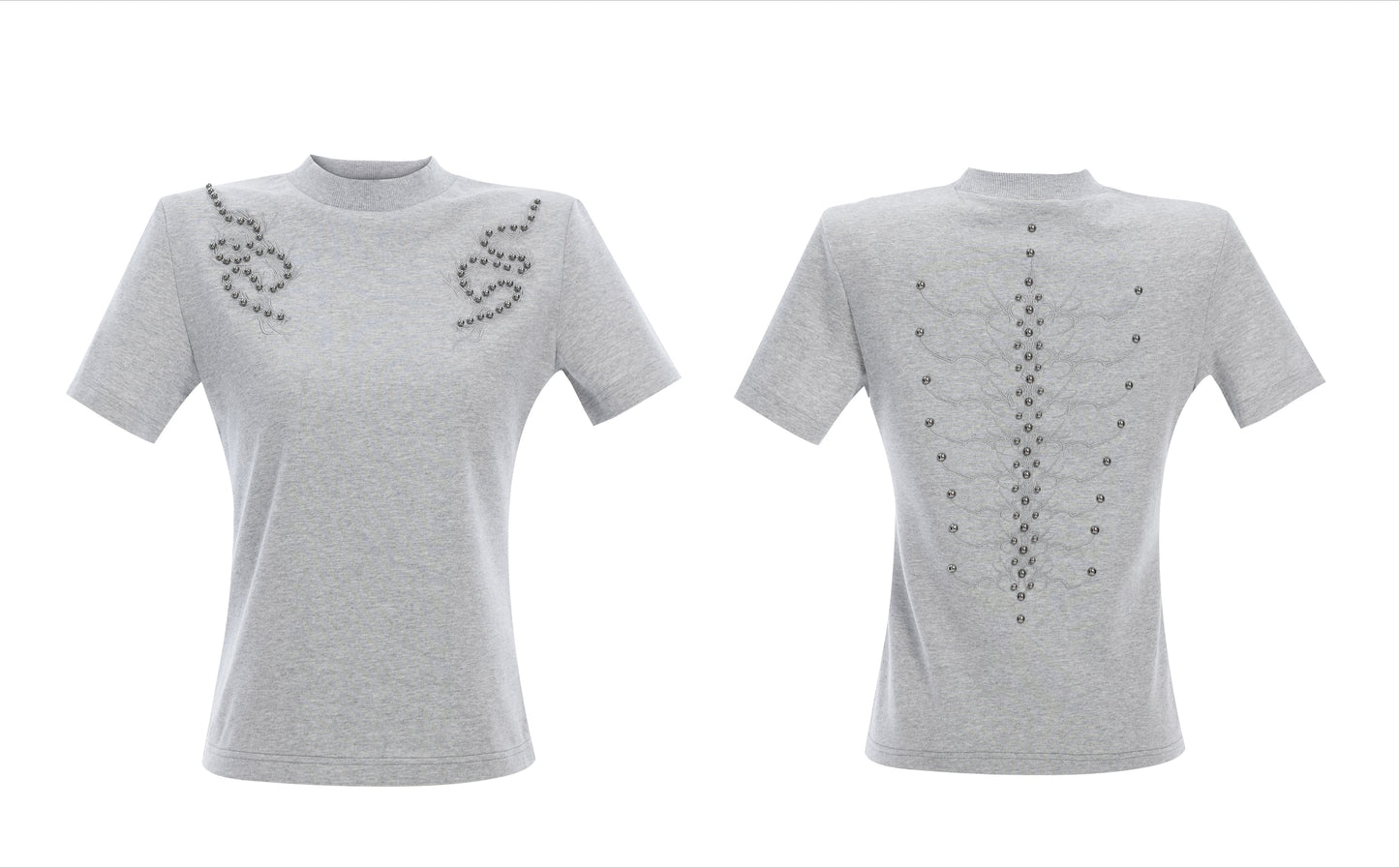 Spine Crystal Grey Fitted Tee