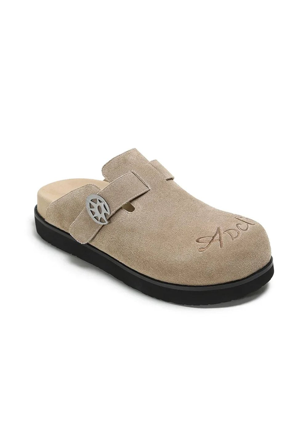Solar-Buckle Suede Comfort Slides - Skipkicks