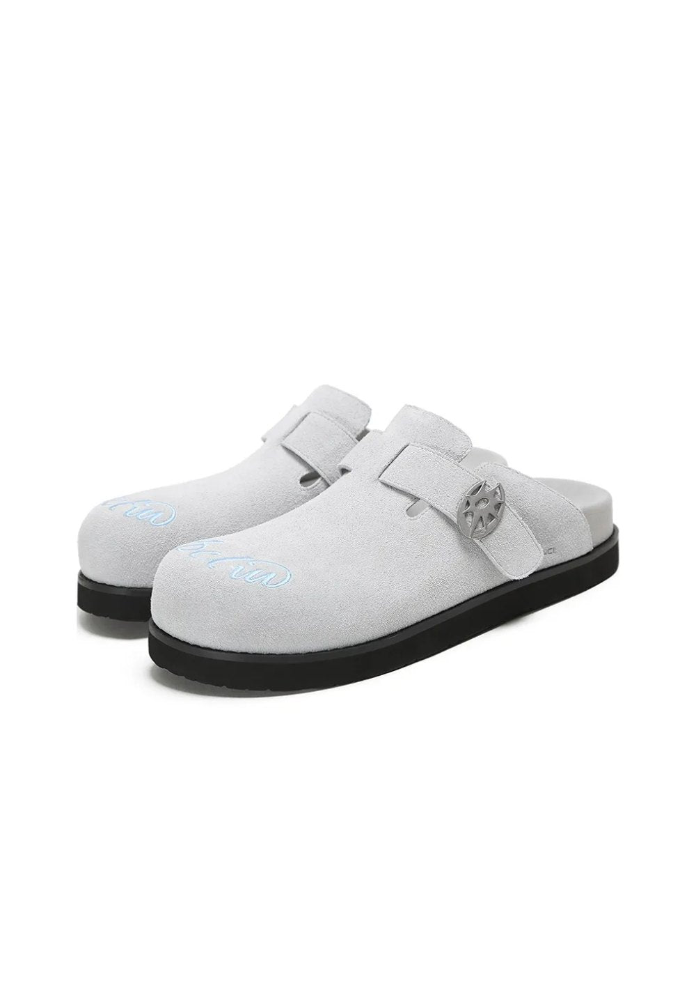 Solar-Buckle Suede Comfort Slides - Skipkicks
