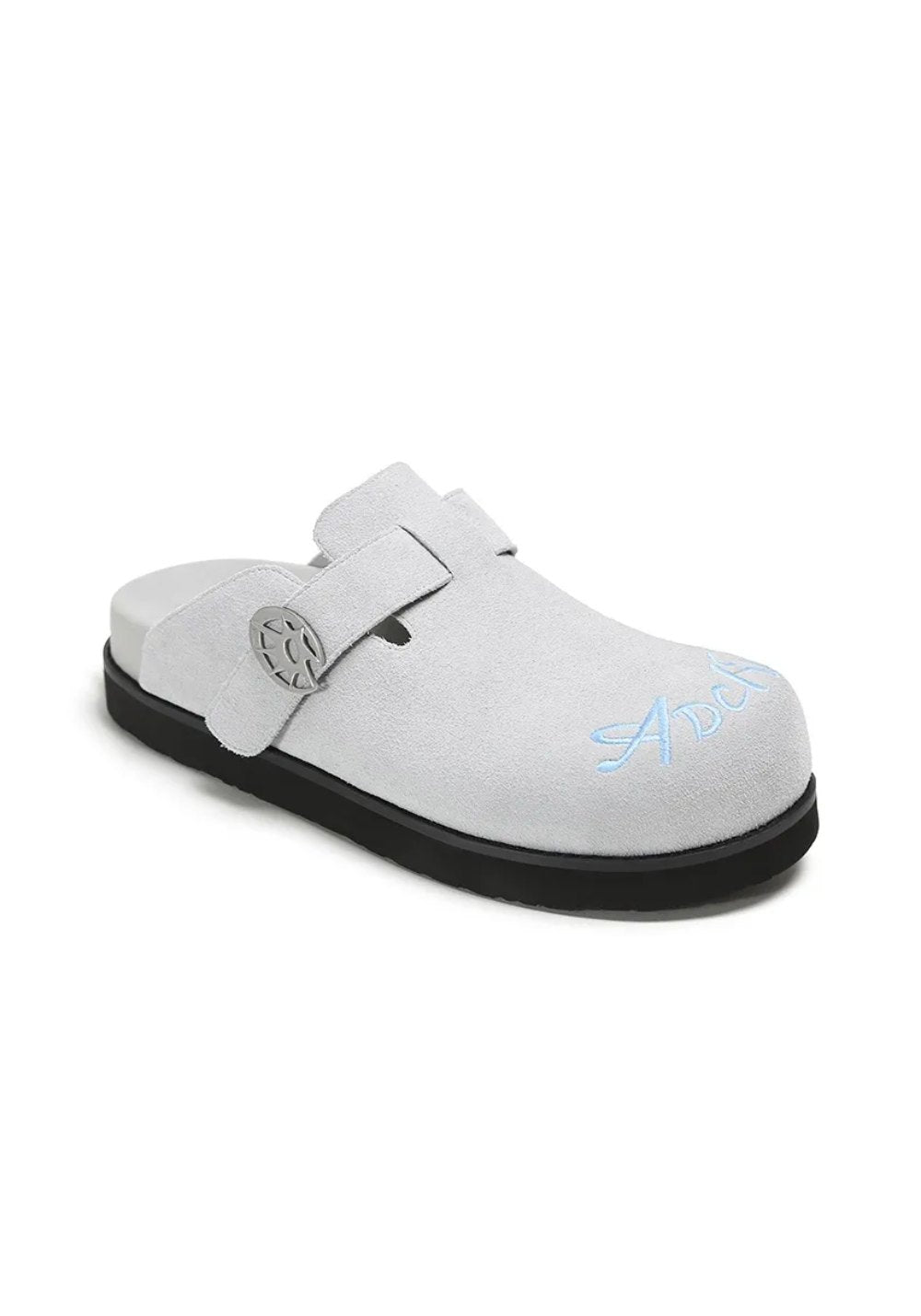 Solar-Buckle Suede Comfort Slides - Skipkicks