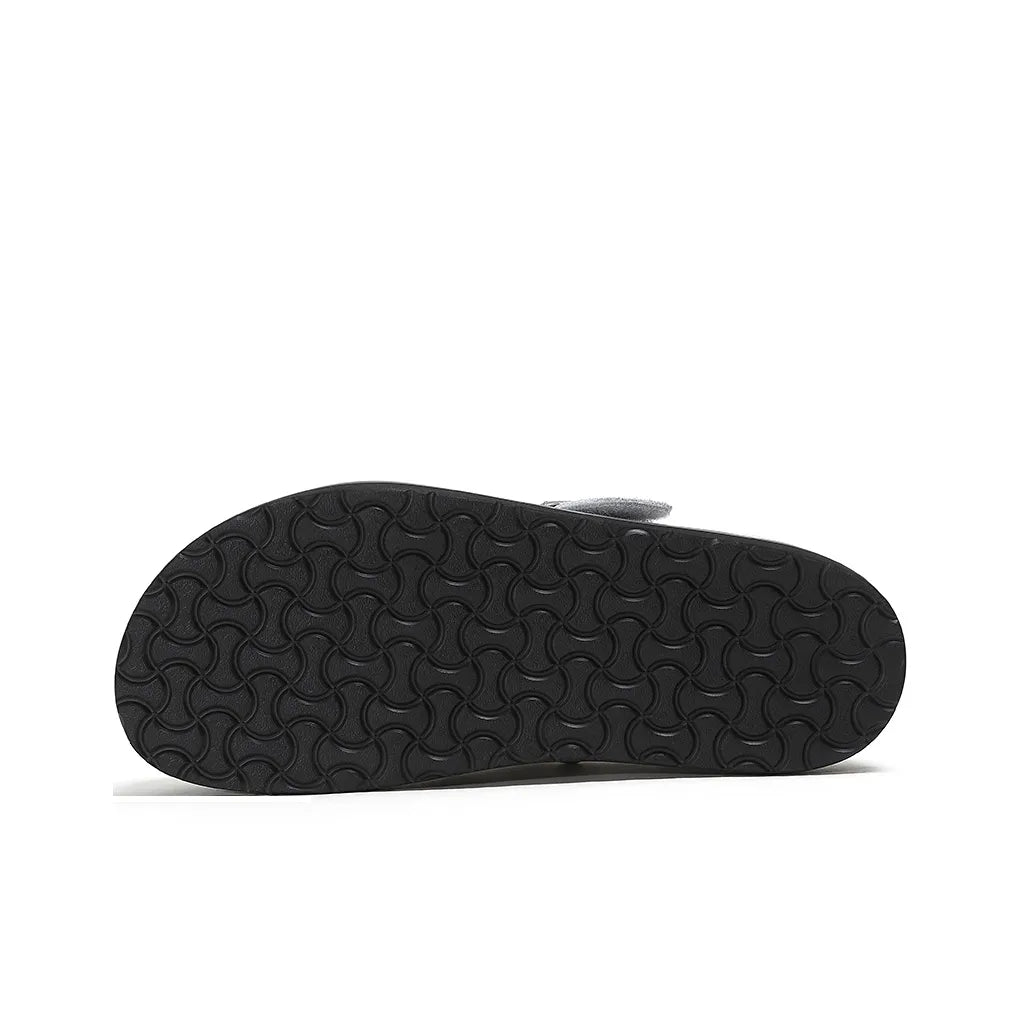 Solar-Buckle Suede Comfort Slides - Skipkicks