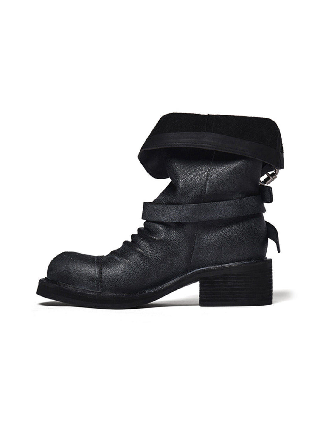 Distressed Triple-Buckle Ankle Boots - Skipkicks