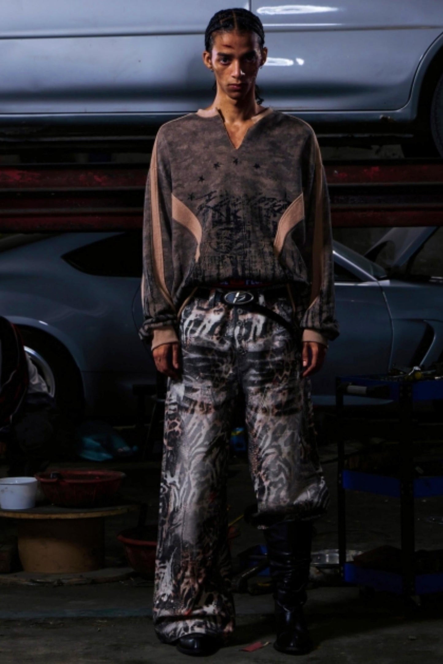 Men's Camouflage Patchwork Half-Zip Top