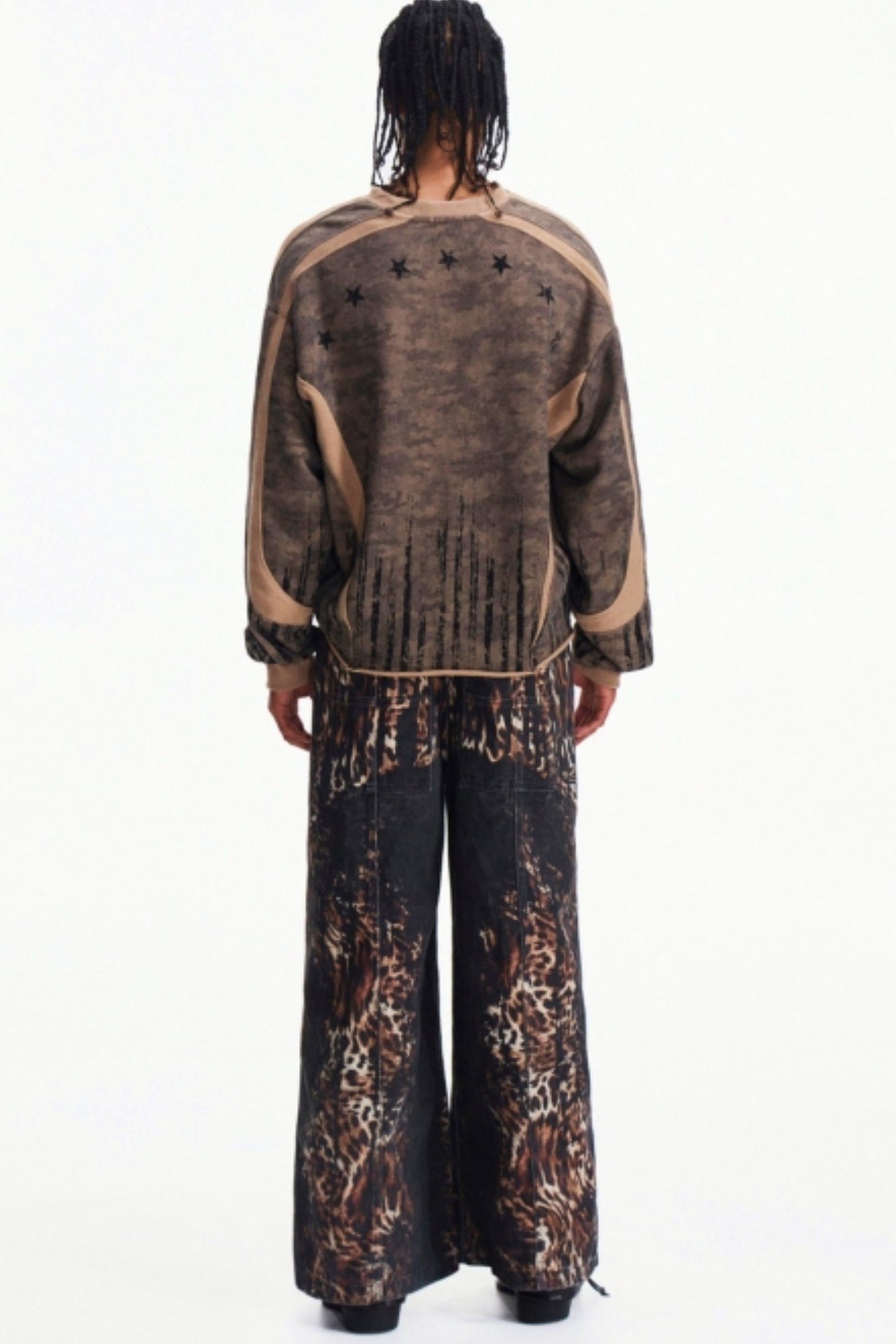 Men's Camouflage Patchwork Half-Zip Top