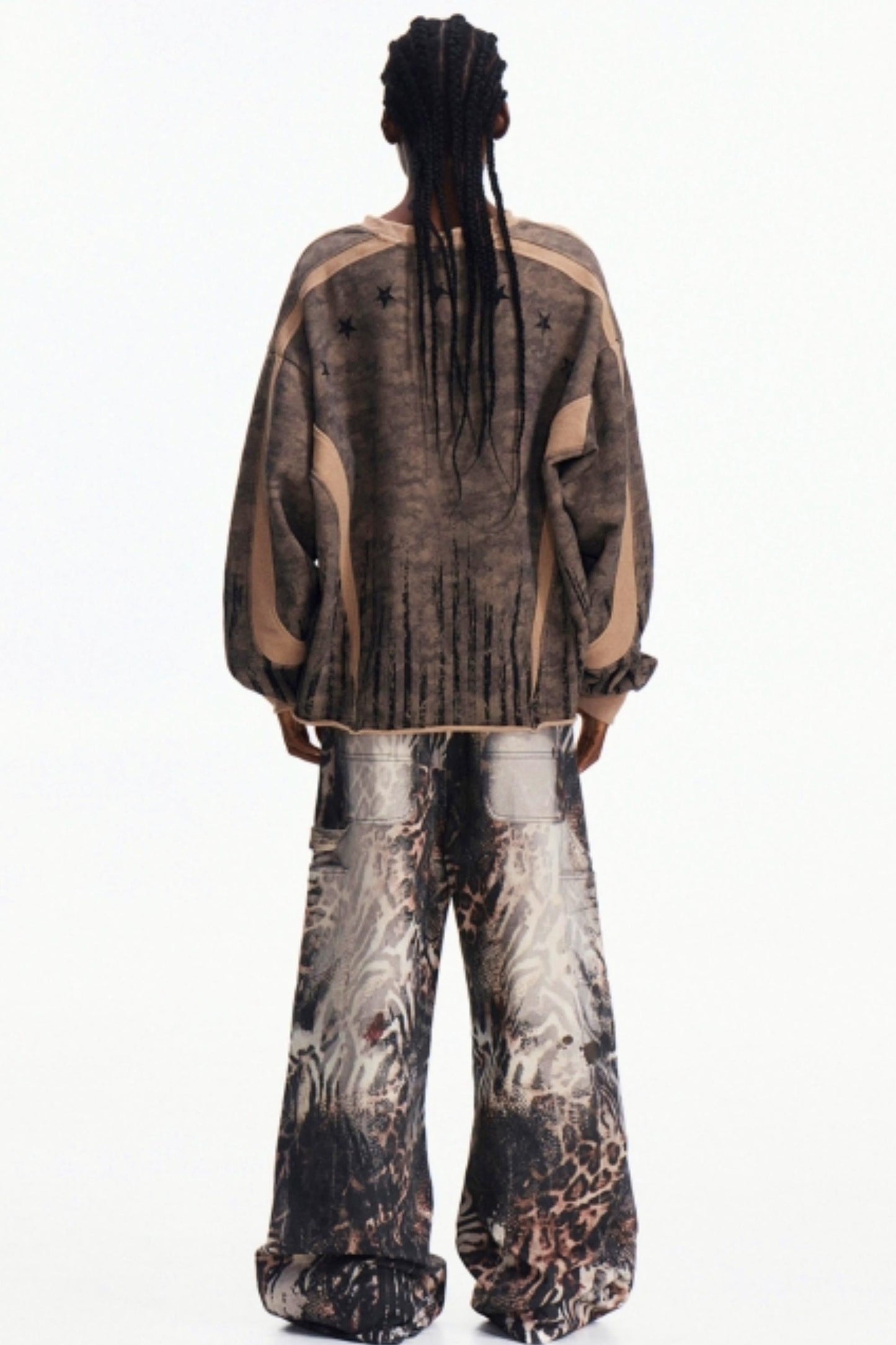 Men's Camouflage Patchwork Half-Zip Top