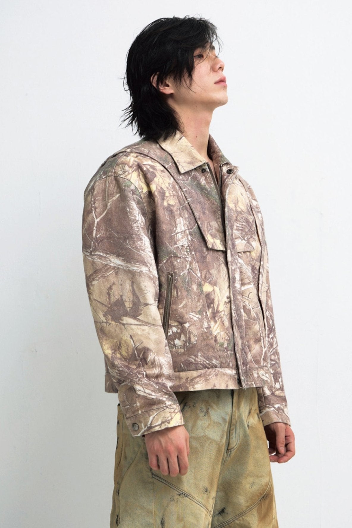 Men's Camouflage Vintage Roll-Lapel Cargo Jacket