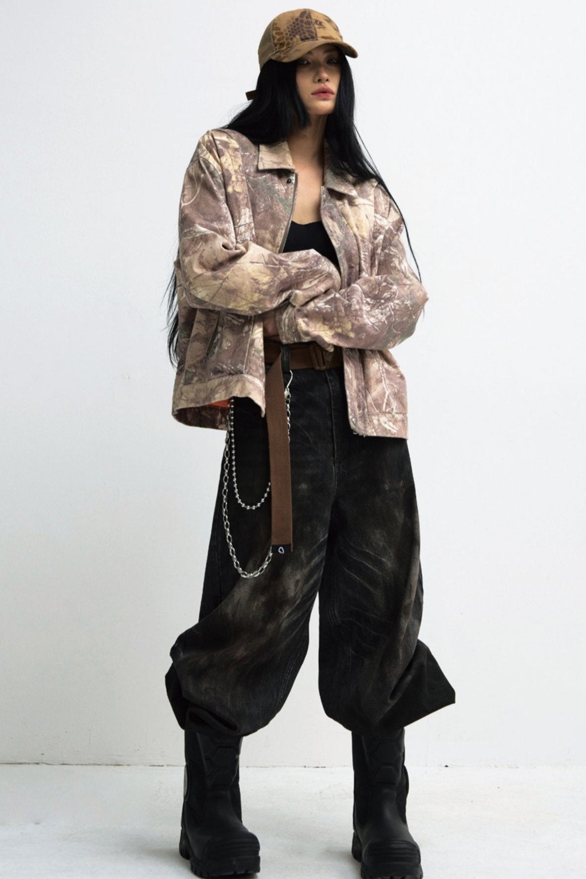 Men's Camouflage Vintage Roll-Lapel Cargo Jacket