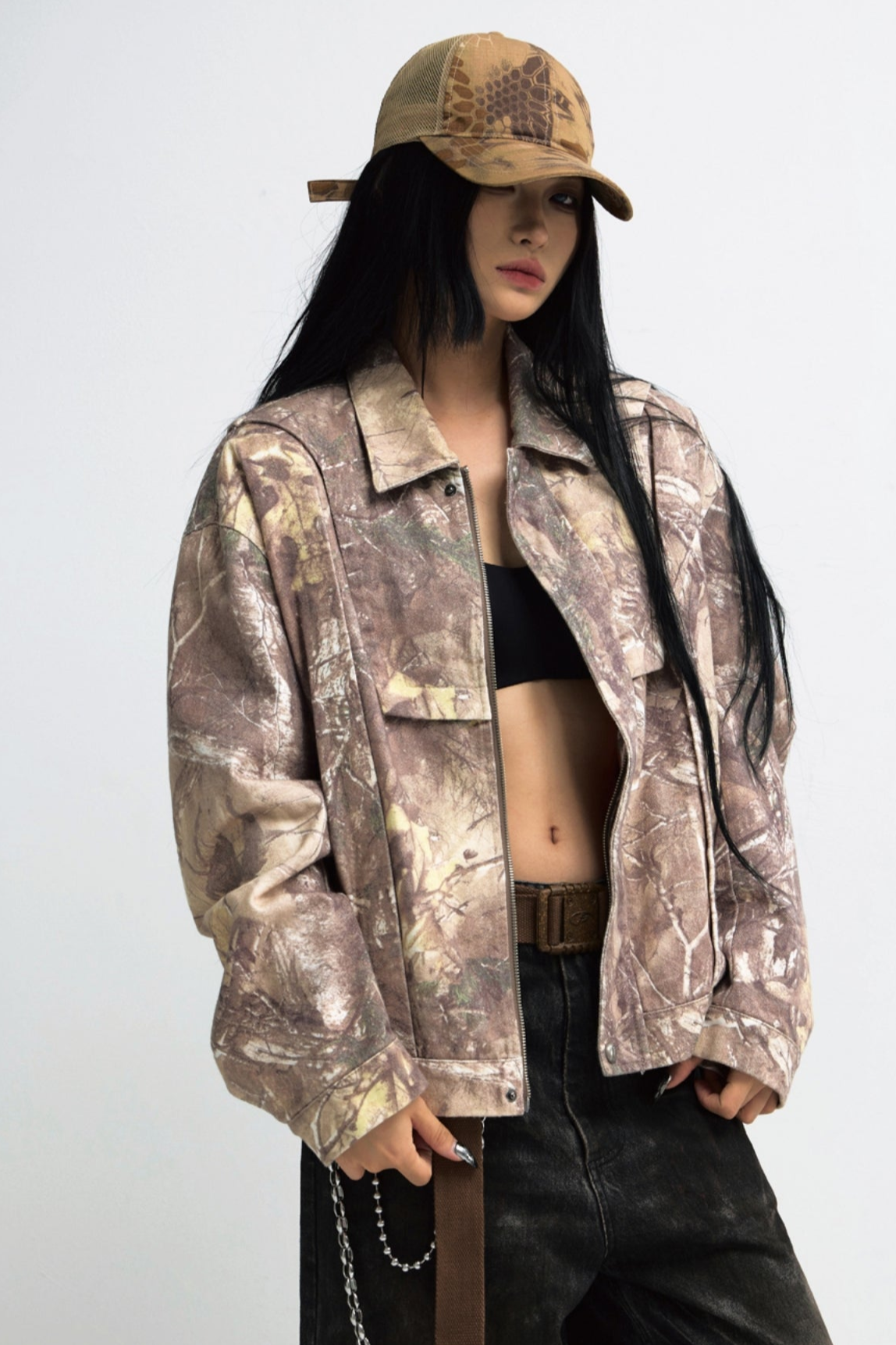 Men's Camouflage Vintage Roll-Lapel Cargo Jacket