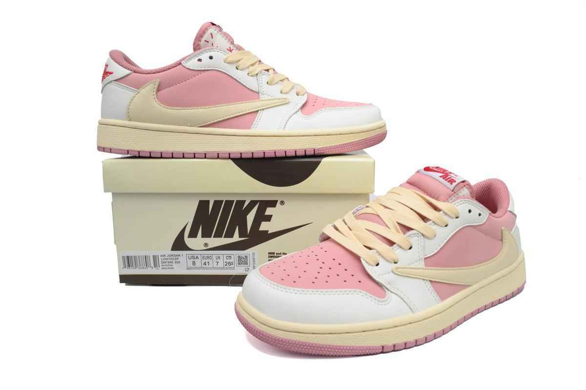 Custom Air Jordan 1 Low White Pink Travis Scott Edition SneakerNational