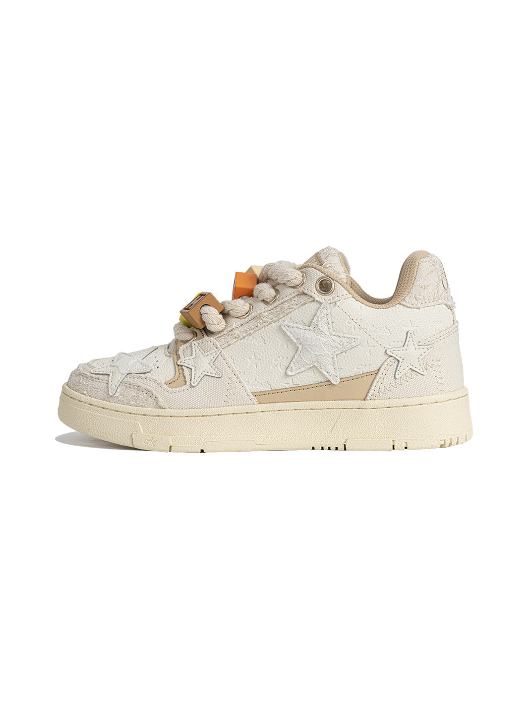 Beige Lace Star Low-Top Sneakers - Skipkicks