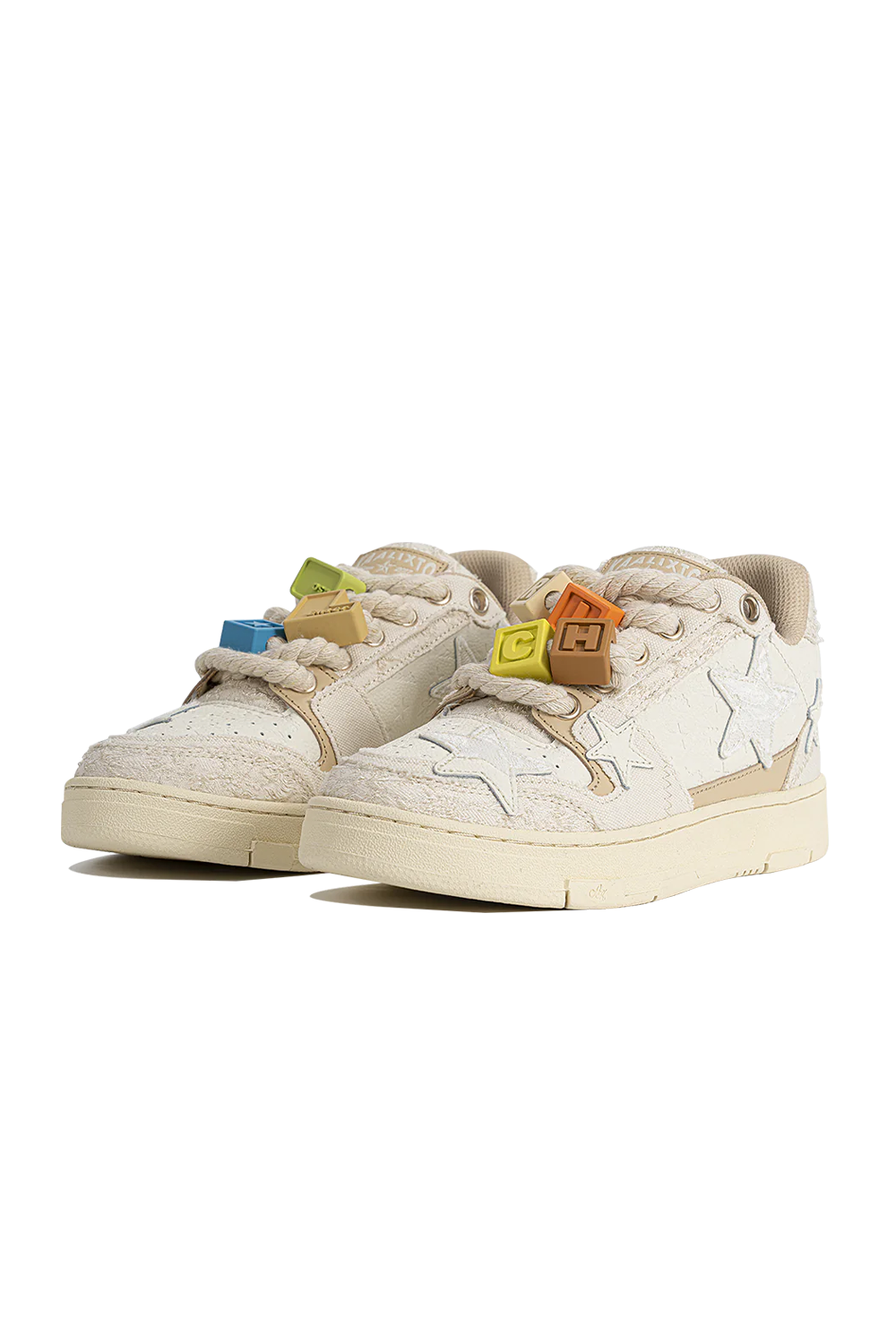 Beige Lace Star Low-Top Sneakers - Skipkicks