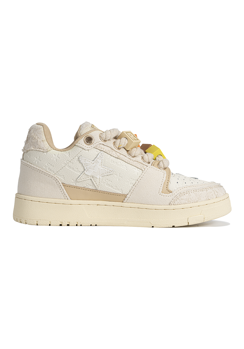 Beige Lace Star Low-Top Sneakers - Skipkicks