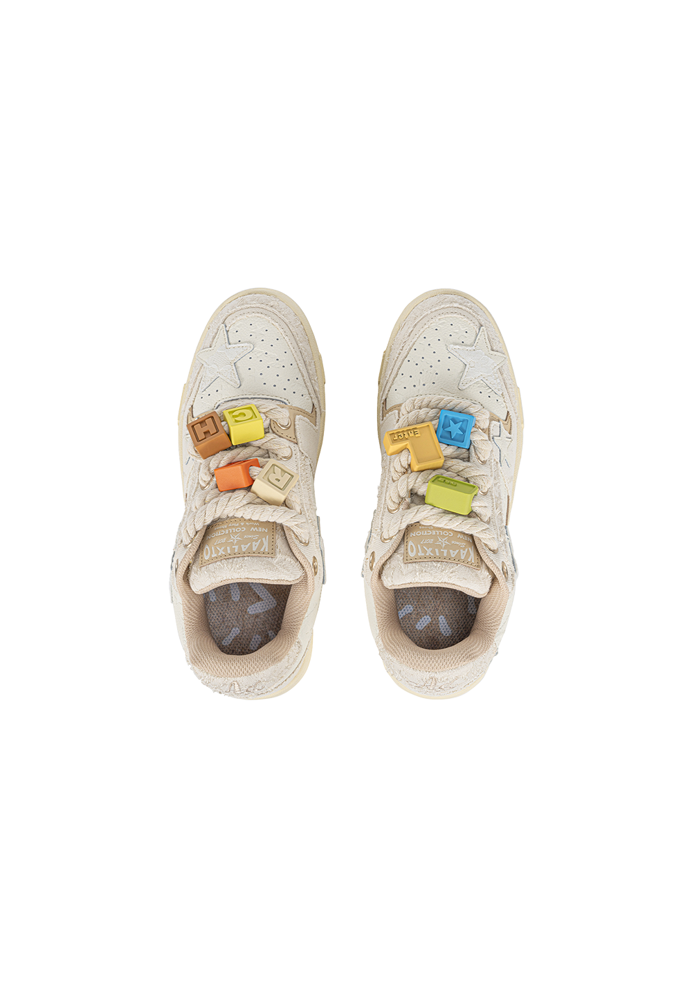 Beige Lace Star Low-Top Sneakers - Skipkicks