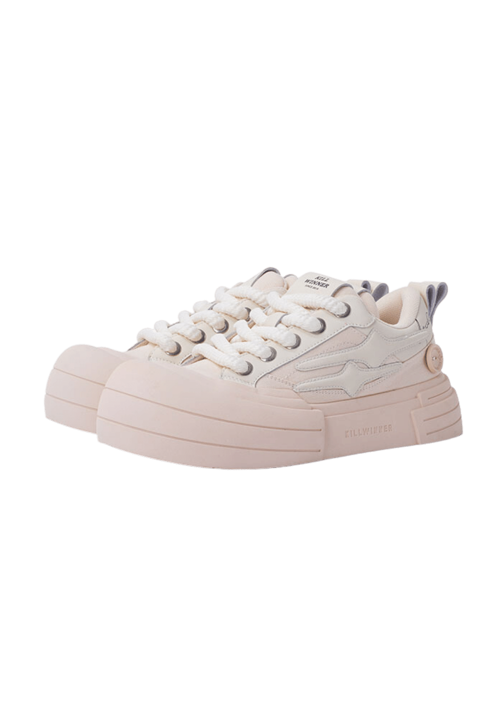 Beige Smile Panel Platform Sneakers - Skipkicks