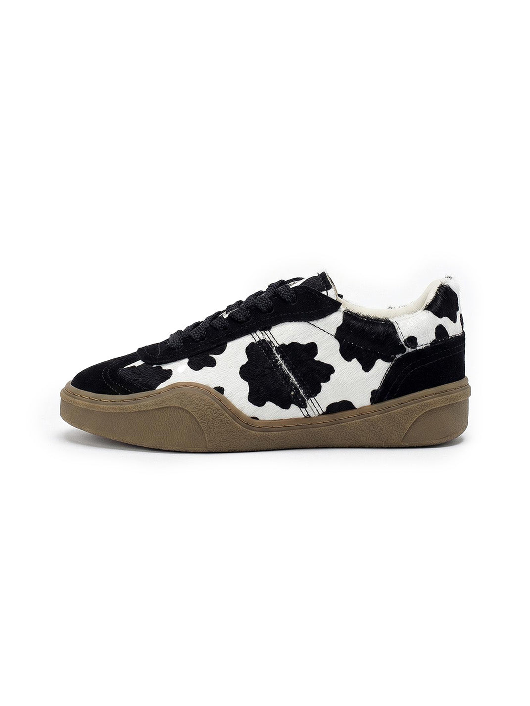 Black Cow-Print Horsehair Low-Top Sneakers - Skipkicks