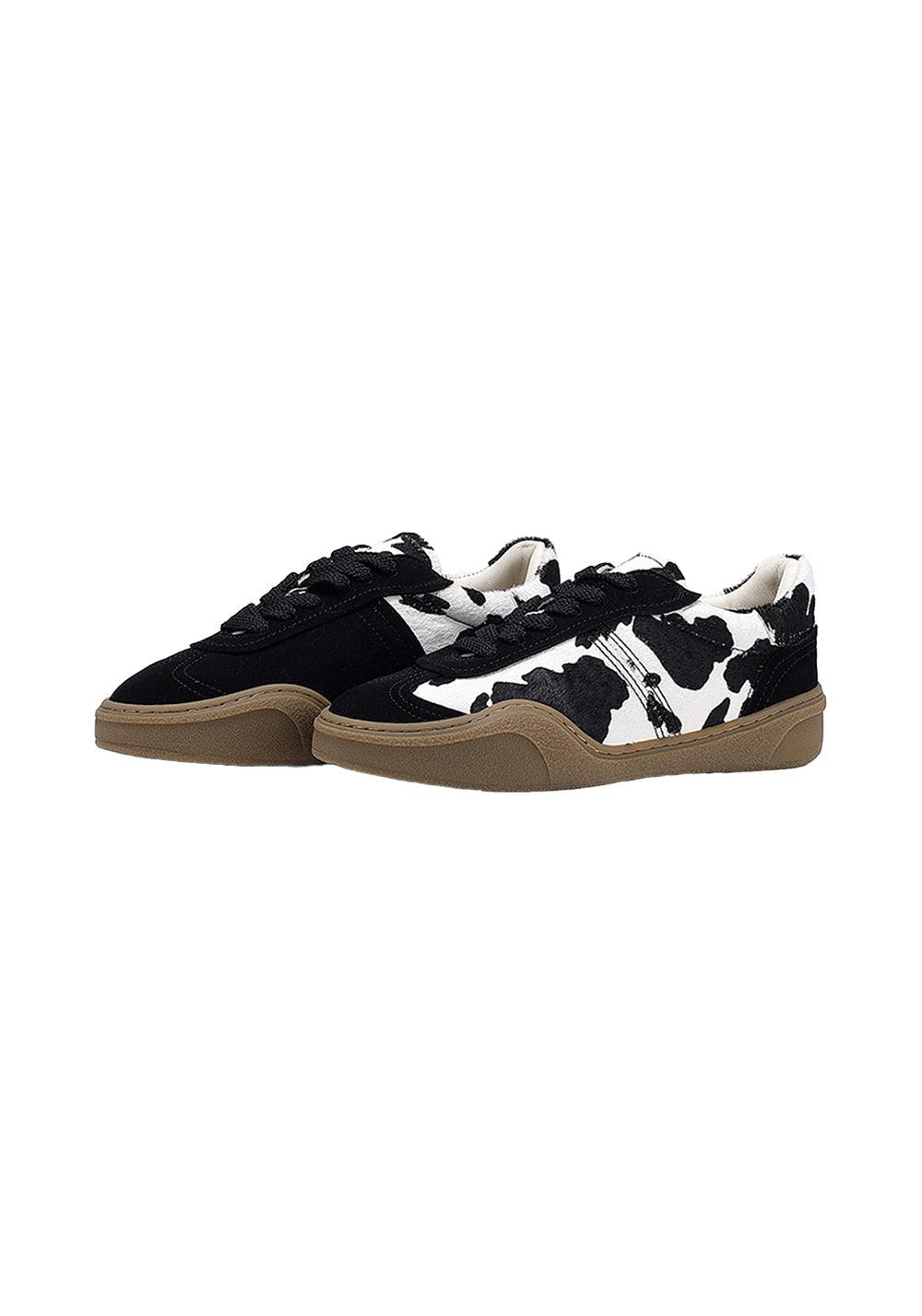 Black Cow-Print Horsehair Low-Top Sneakers - Skipkicks