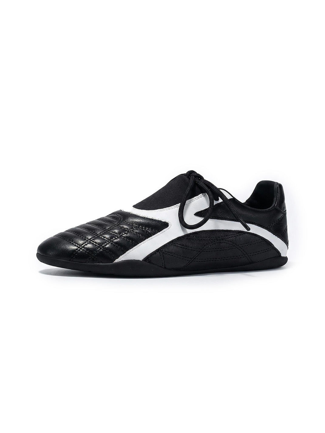 Black Quilted-Panel Flat-Sole Sneakers - Skipkicks