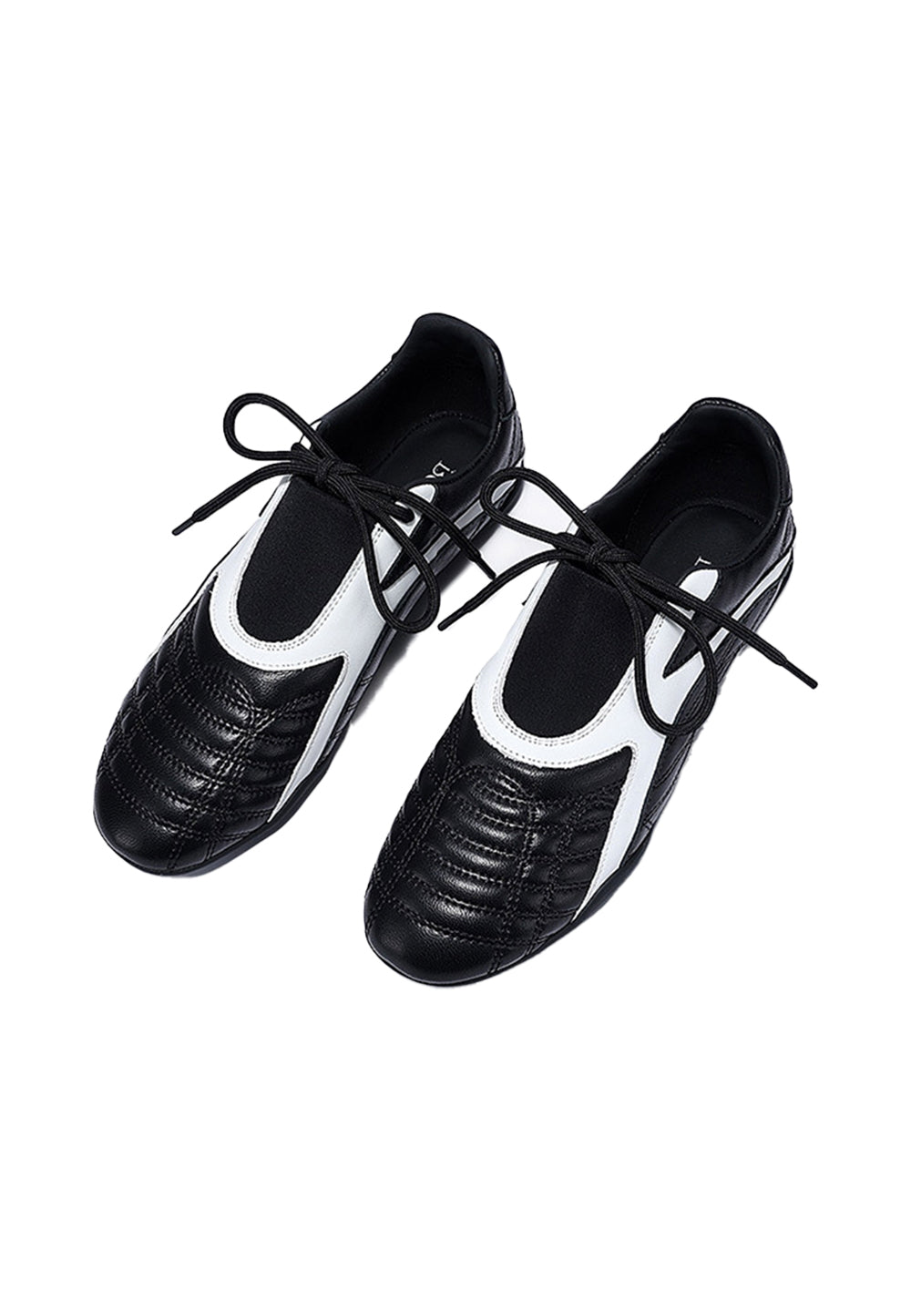 Black Quilted-Panel Flat-Sole Sneakers - Skipkicks