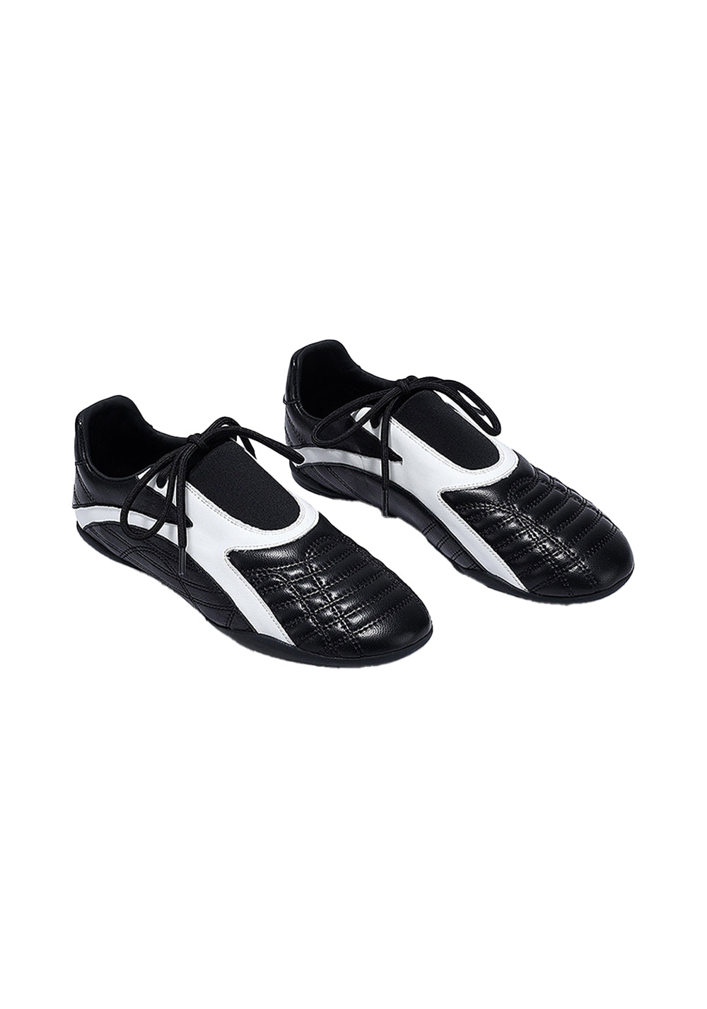 Black Quilted-Panel Flat-Sole Sneakers - Skipkicks