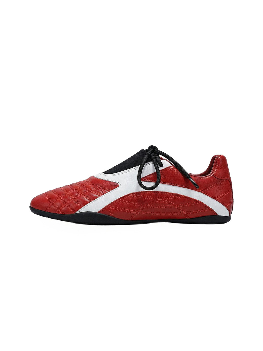 Red Quilted-Panel Flat-Sole Sneakers - Skipkicks