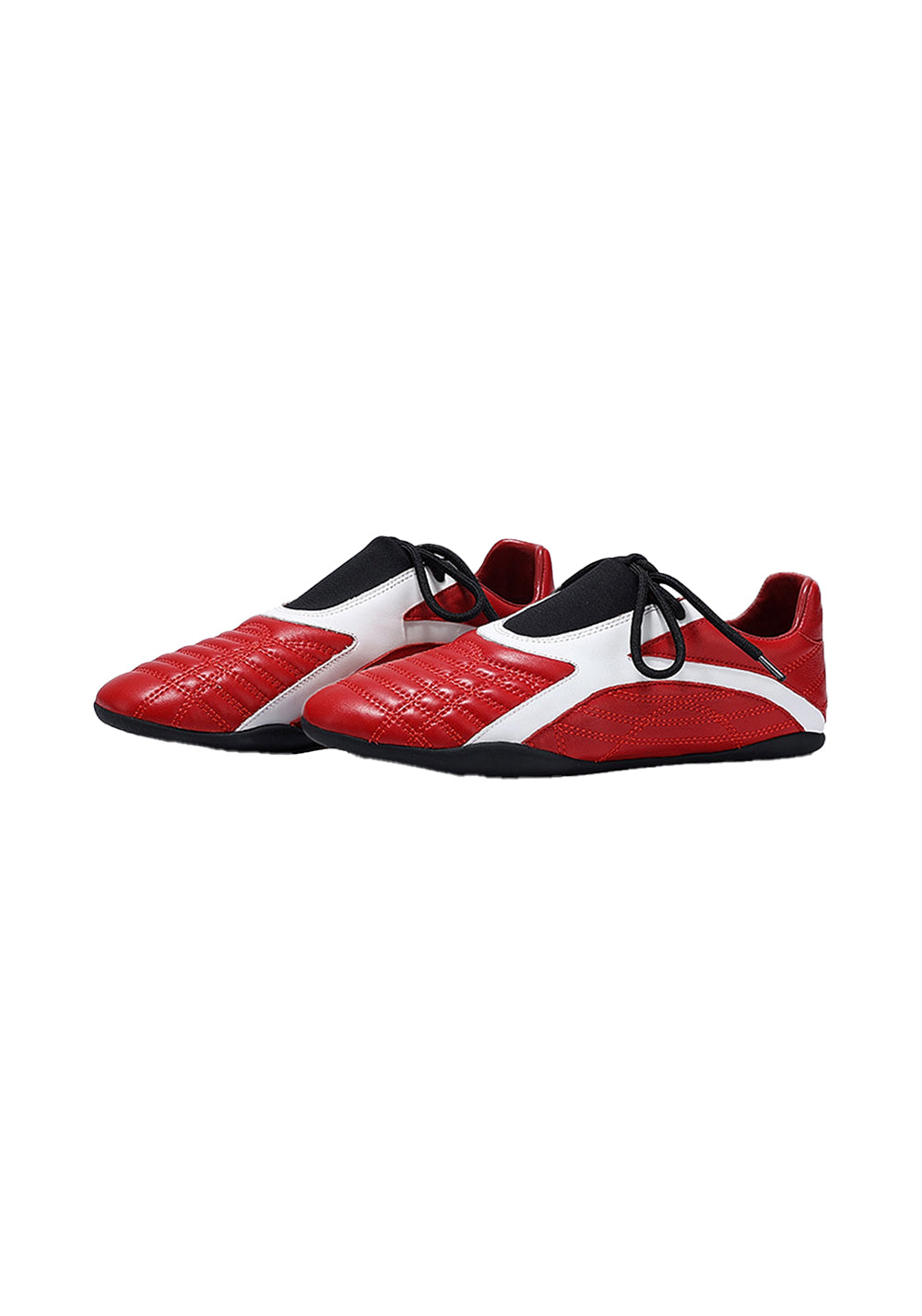 Red Quilted-Panel Flat-Sole Sneakers - Skipkicks
