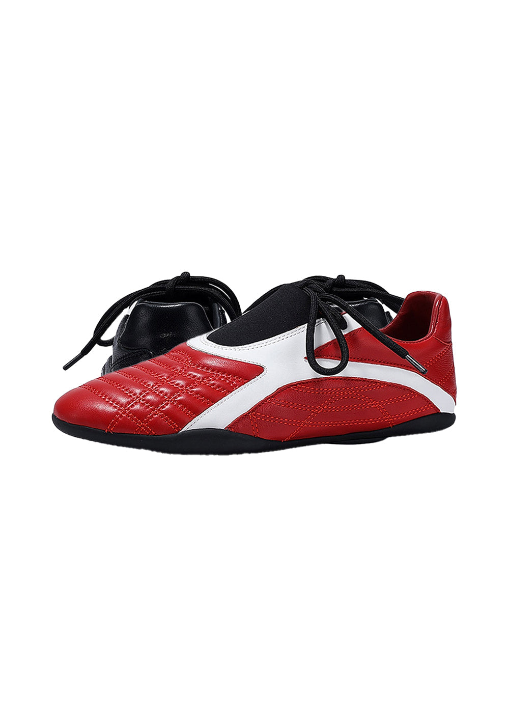 Red Quilted-Panel Flat-Sole Sneakers - Skipkicks