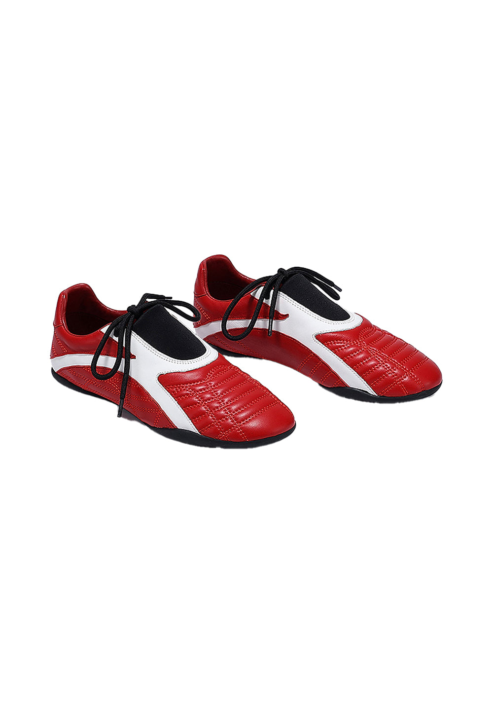 Red Quilted-Panel Flat-Sole Sneakers - Skipkicks