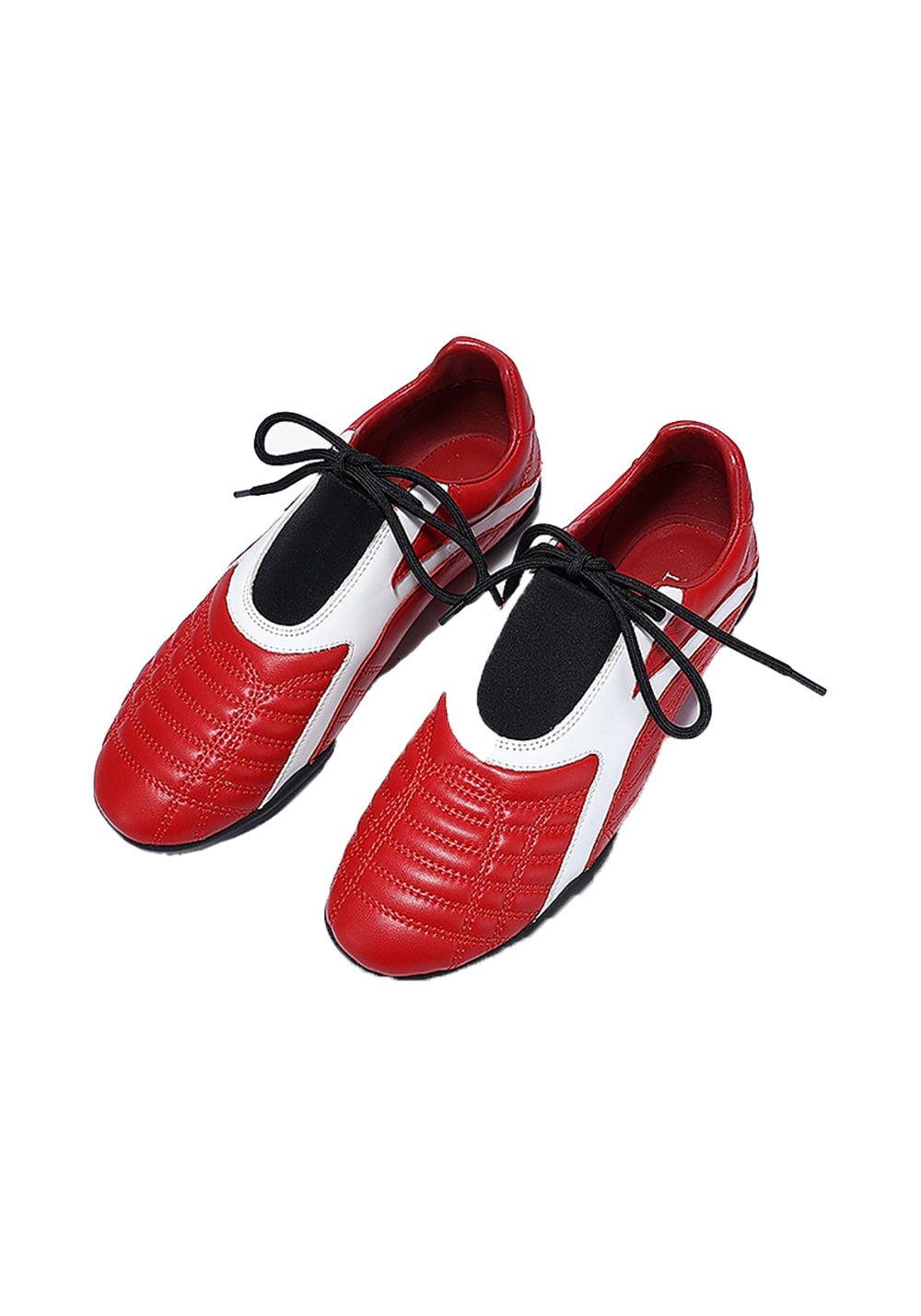 Red Quilted-Panel Flat-Sole Sneakers - Skipkicks