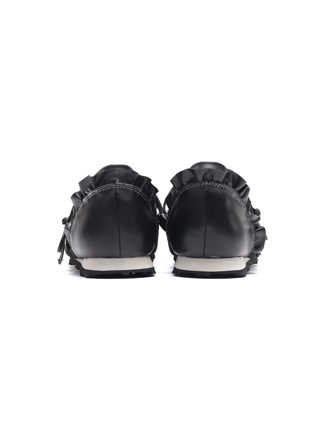 Black Bow-Tie Leather Ballet Flats - Skipkicks