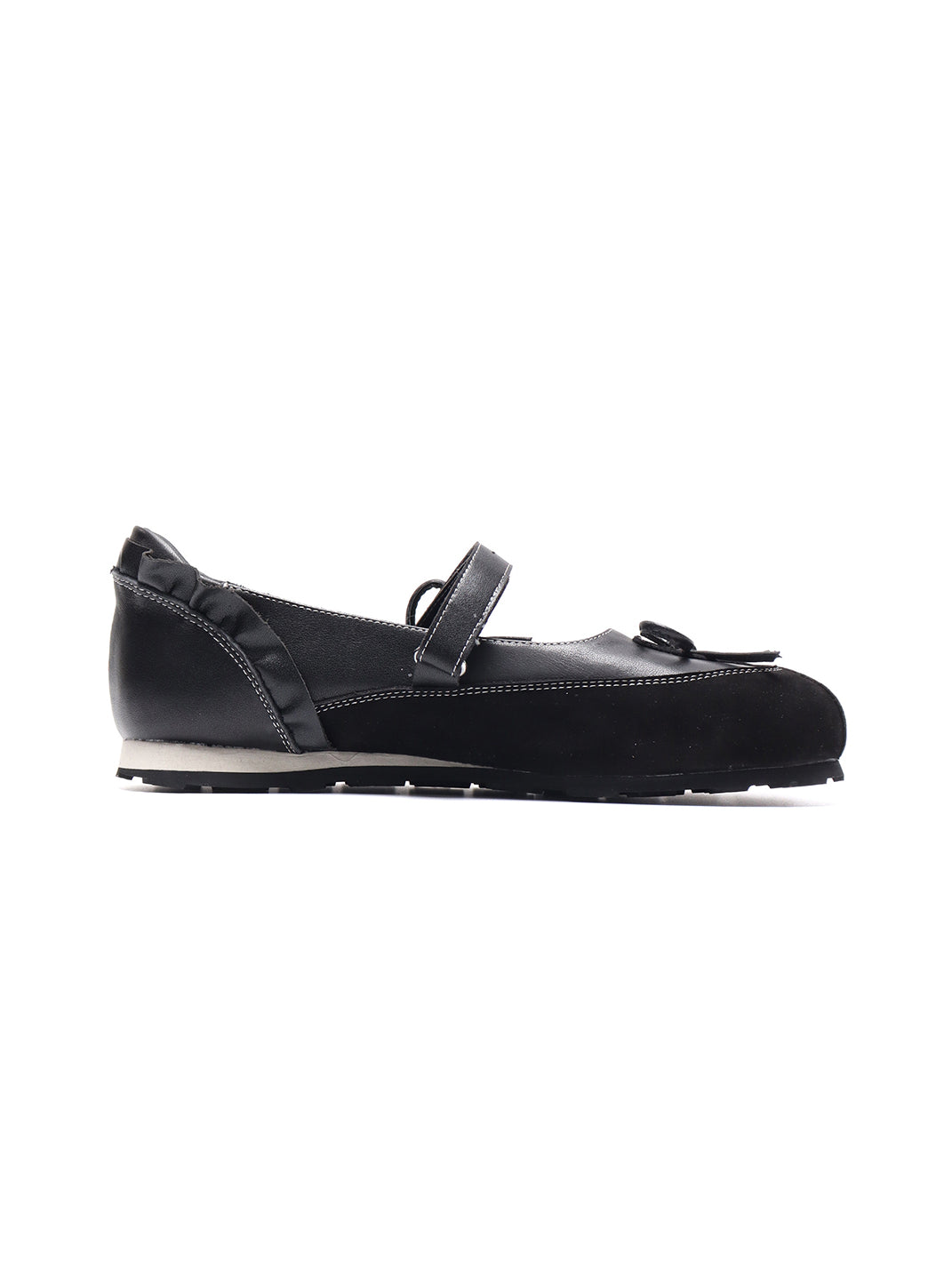 Black Bow-Tie Leather Ballet Flats - Skipkicks