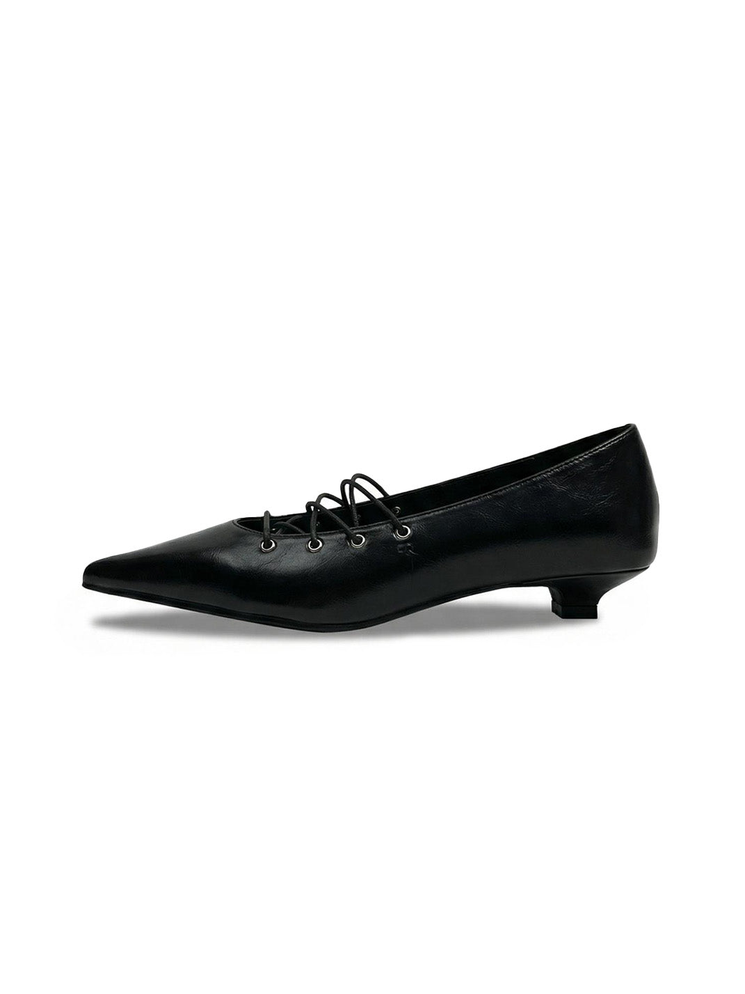 Black Corset-Lace Pointed Ballet Flats - Skipkicks