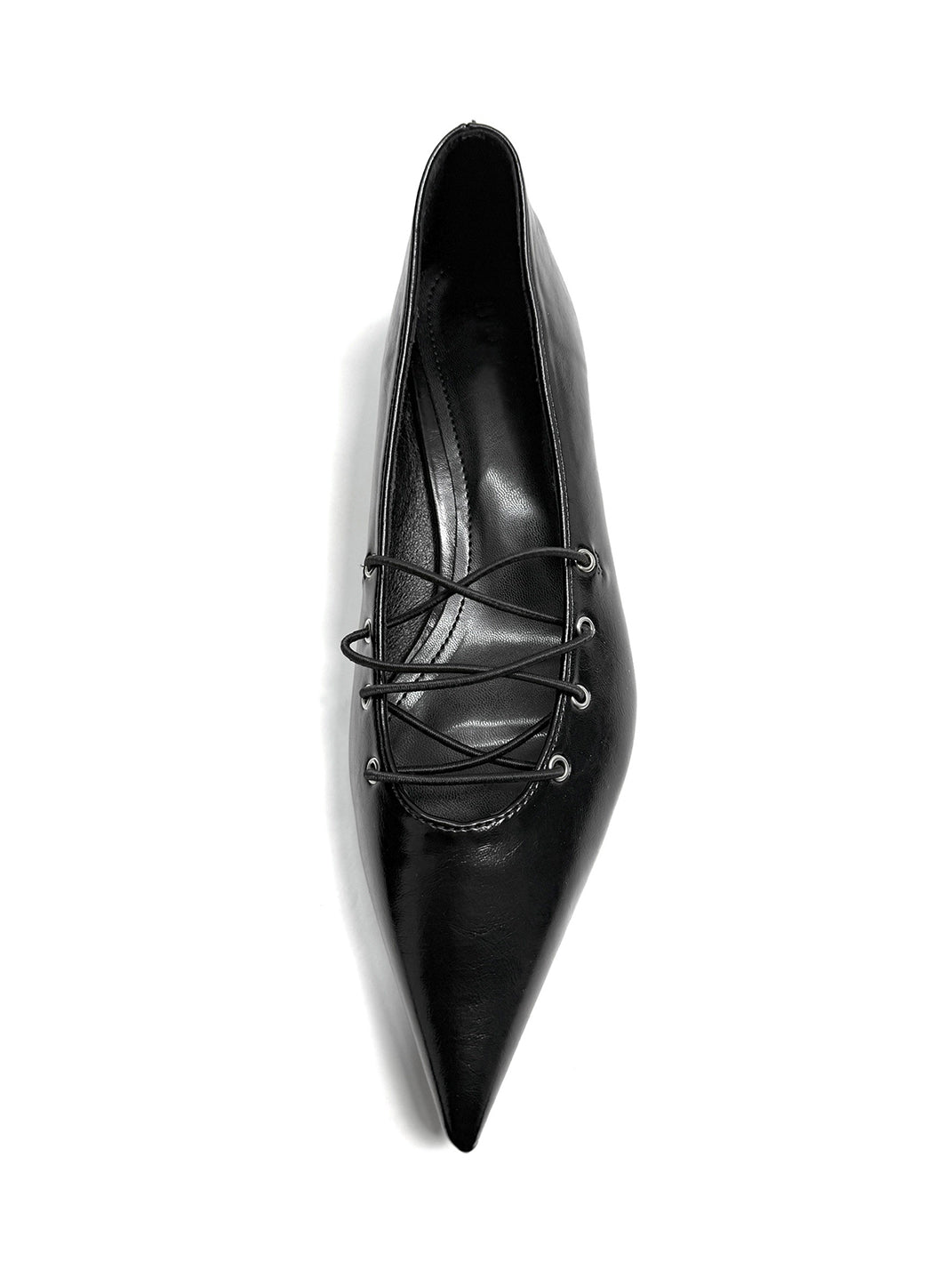 Black Corset-Lace Pointed Ballet Flats - Skipkicks