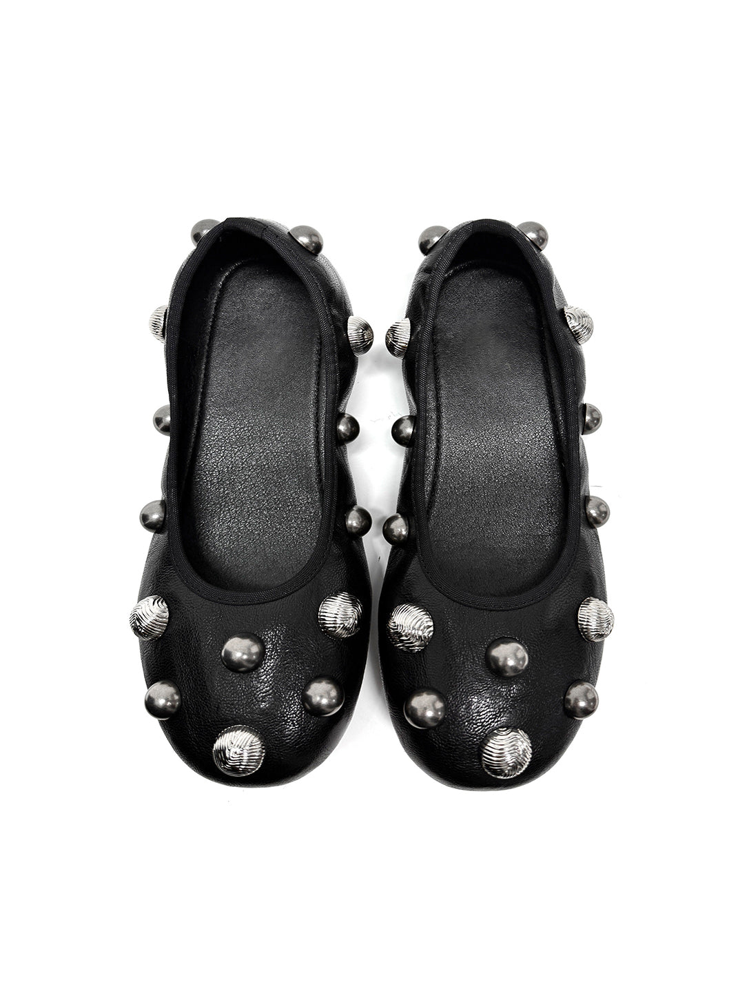 Black Crystal-Stud Ballet Flats - Skipkicks