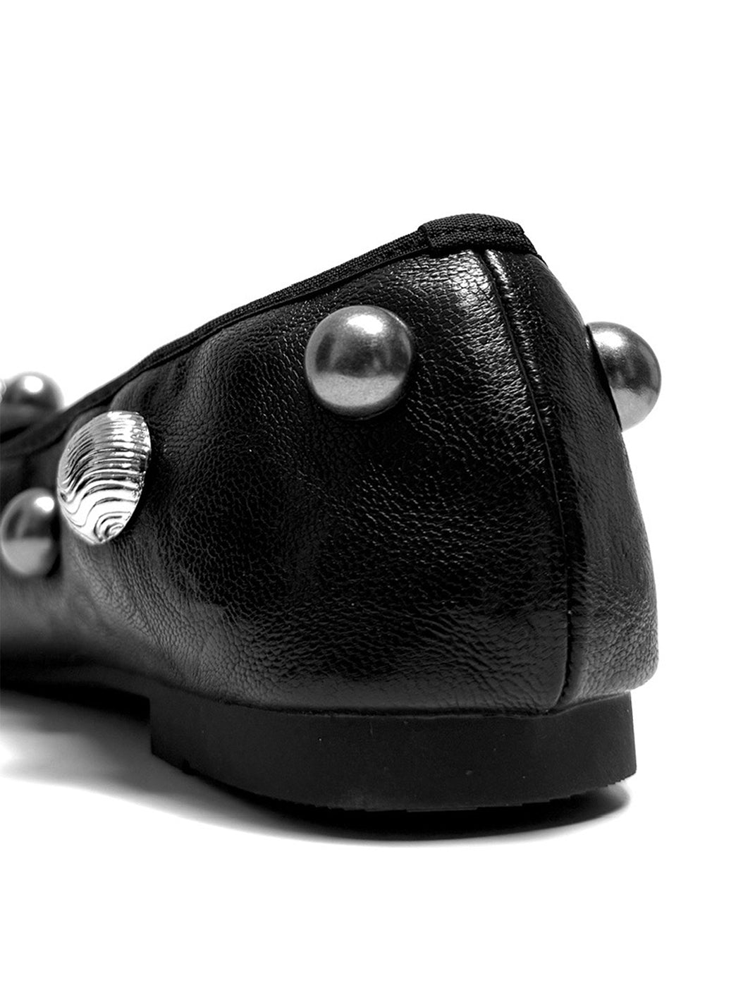 Black Crystal-Stud Ballet Flats - Skipkicks