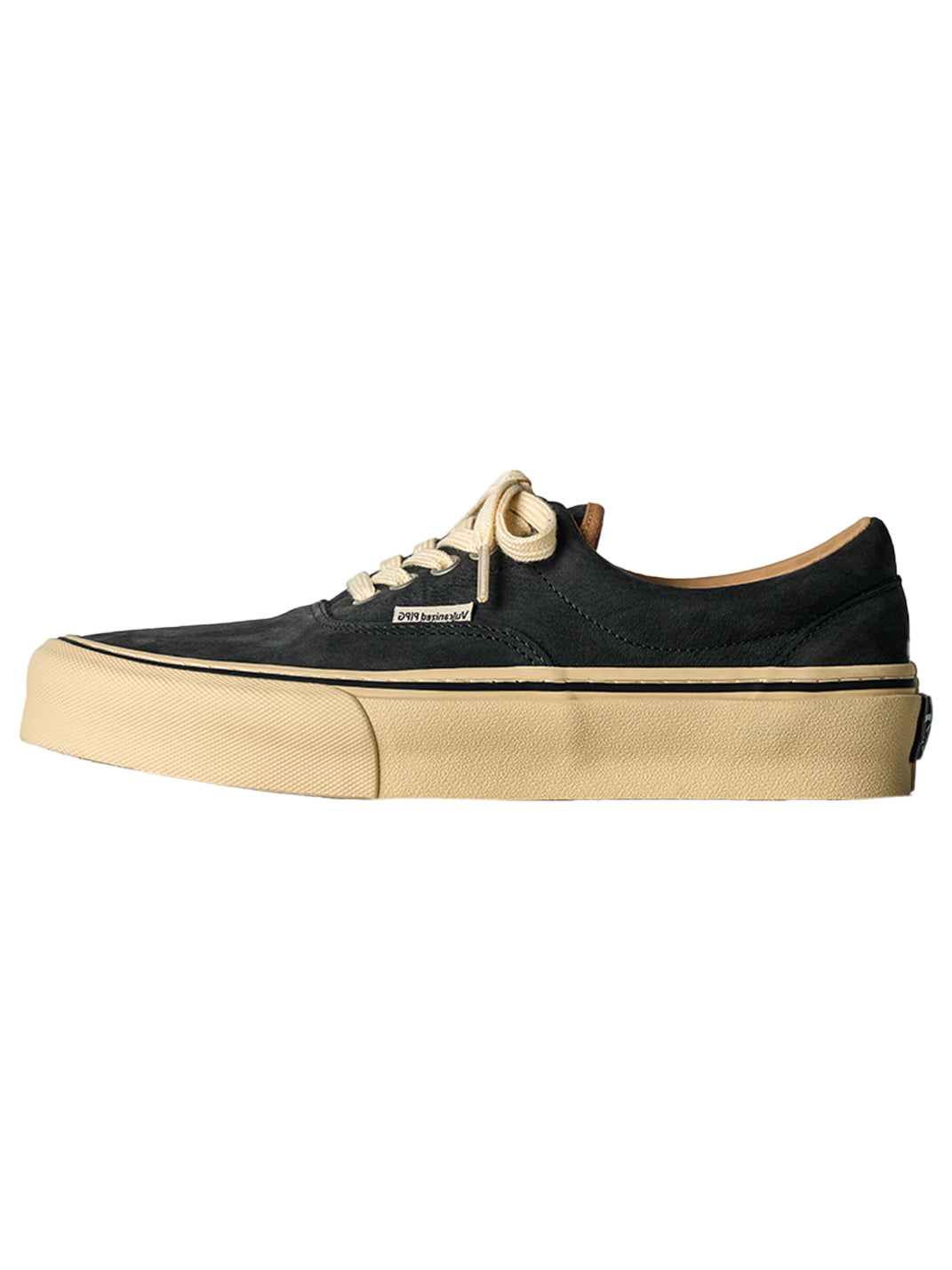 Black Distressed Leather Canvas Low-Top Sneakers - Skipkicks