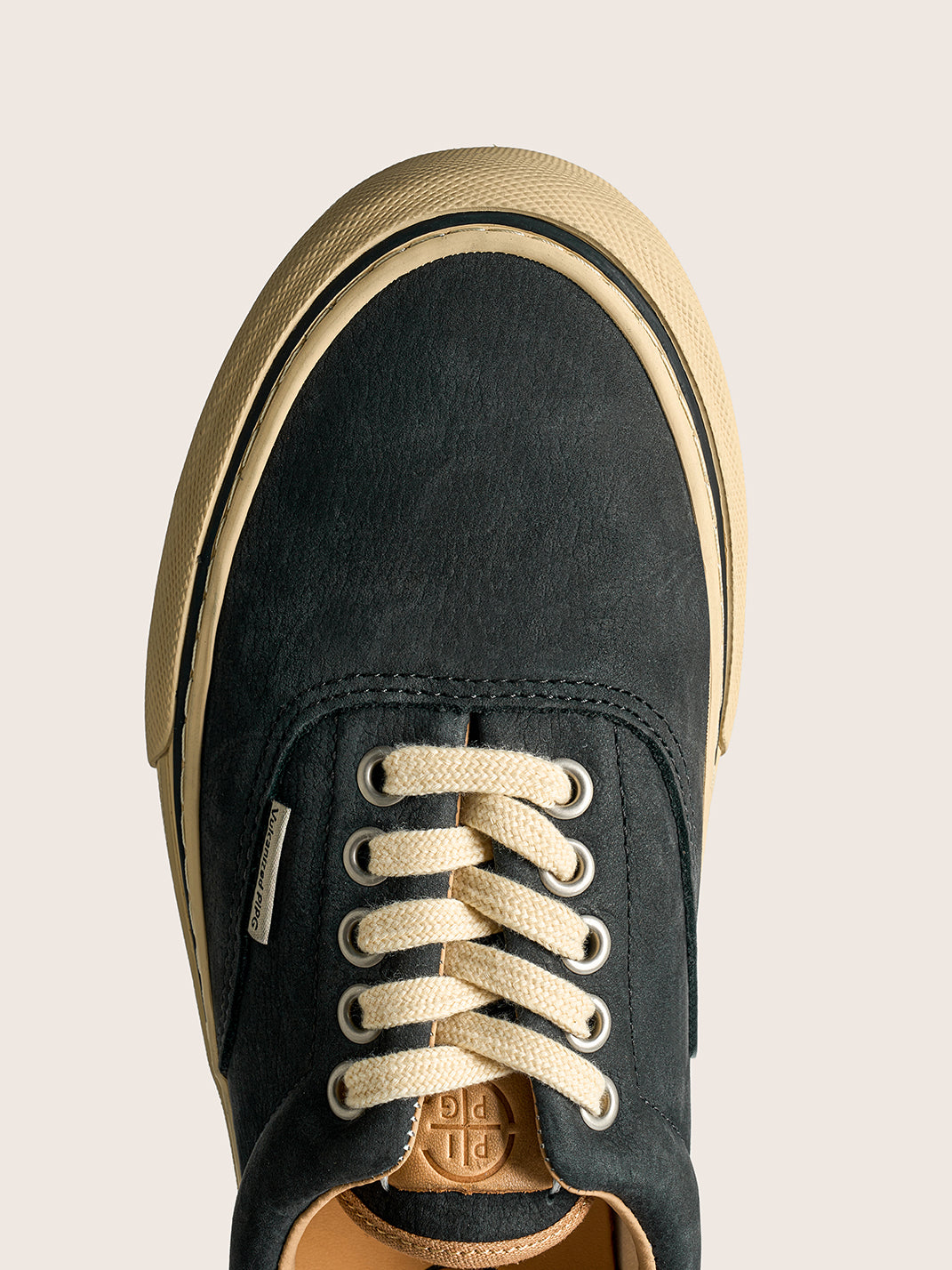 Black Distressed Leather Canvas Low-Top Sneakers - Skipkicks