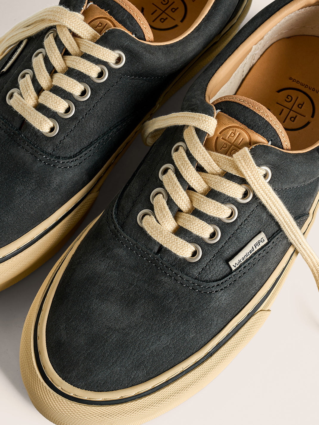 Black Distressed Leather Canvas Low-Top Sneakers - Skipkicks