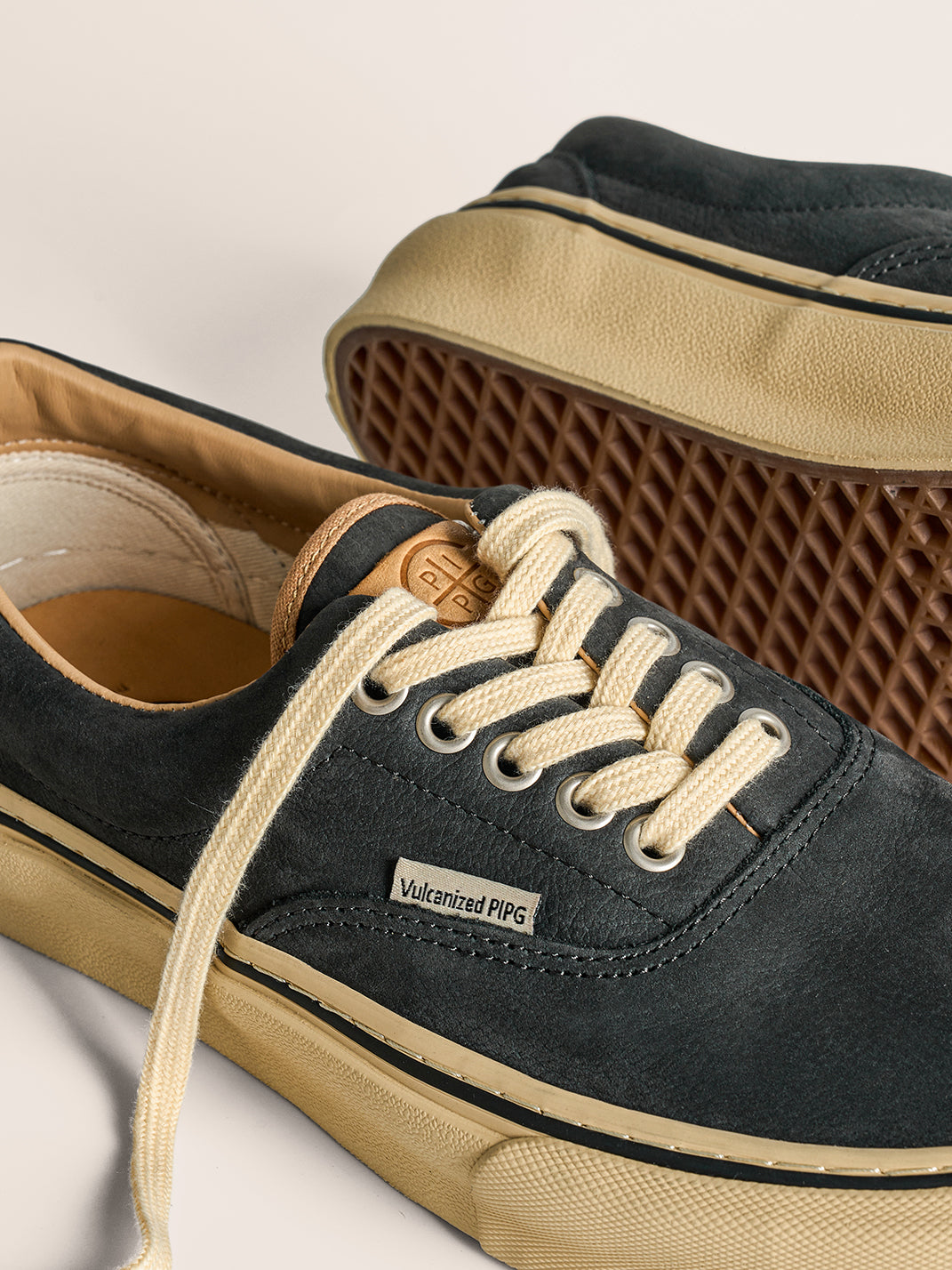 Black Distressed Leather Canvas Low-Top Sneakers - Skipkicks