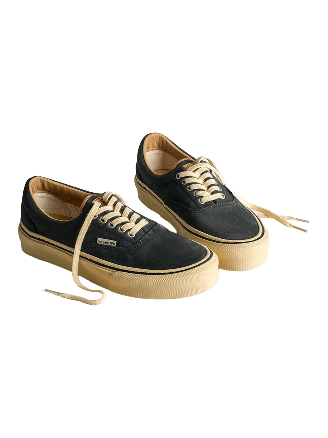 Black Distressed Leather Canvas Low-Top Sneakers - Skipkicks