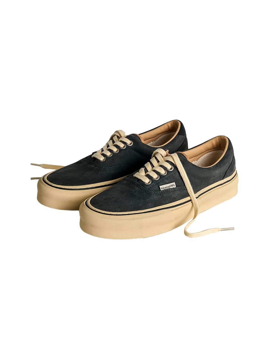 Black Distressed Leather Canvas Low-Top Sneakers - Skipkicks
